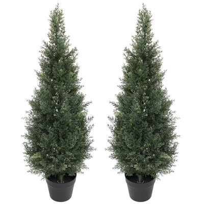 Artificial Topiary Cedar Trees with Pot for Outdoor/Indoor use (set of 2)