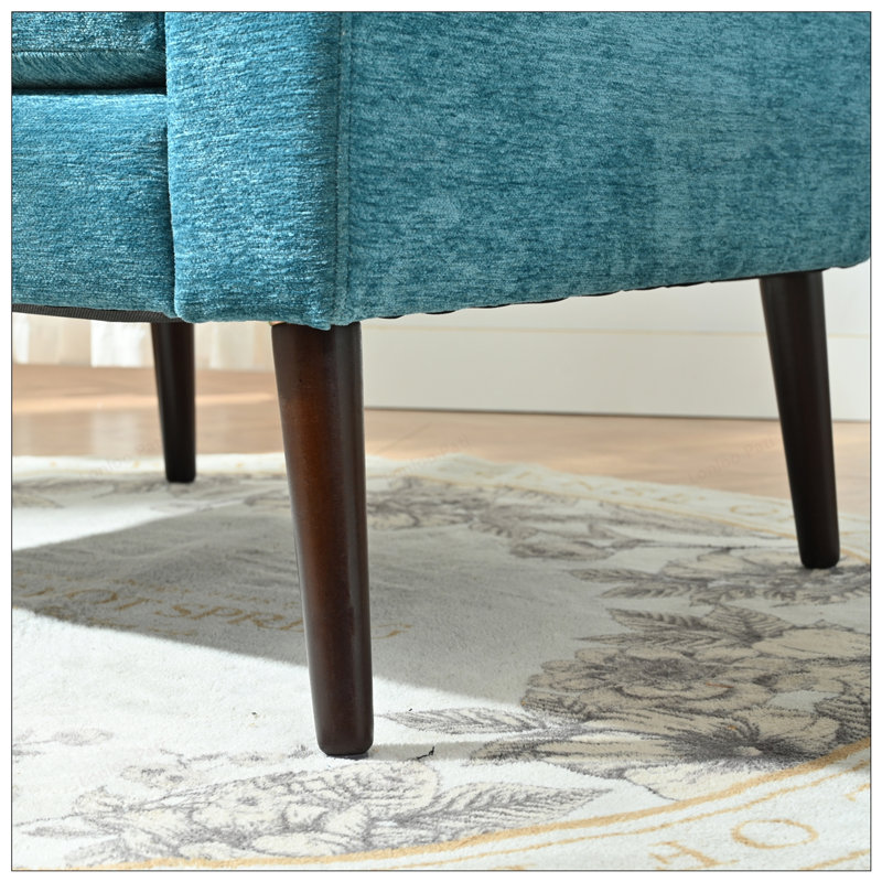 Fauteuil d'appoint en tonneau avec pieds en bois massif Boucle Barrel | Fauteuil rembourré moelleux avec coussin de taille pour le salon et la chambre à coucher