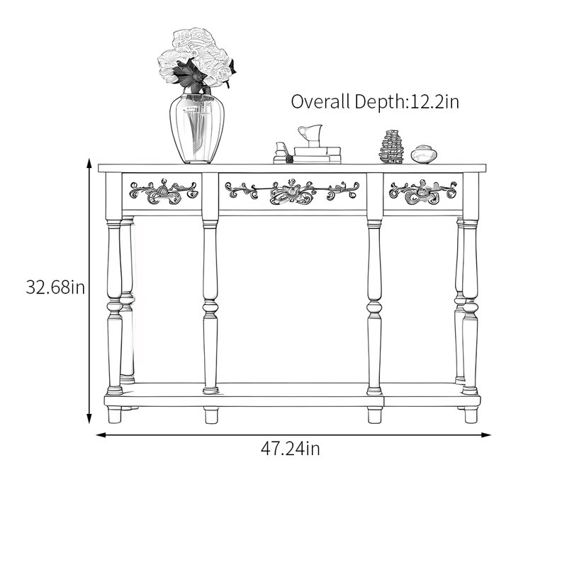 American-style painted drawer console table