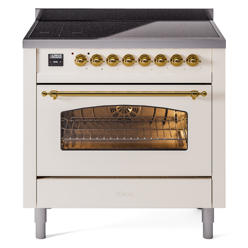 ILVE Nostalgie II 36 in Induction Range, Antique White/Brass