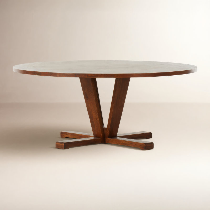 Cobain Round Solid Wood Dining Table, 30" H x 72" W x 72" L, Medium Brown