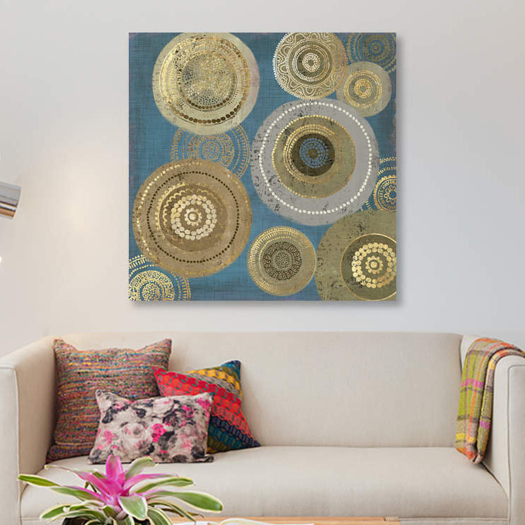« aboriginal dot i », impression sur toile, H 37 po x l 37 po x P 1,5 po, Pas de tapis, Toile tendue