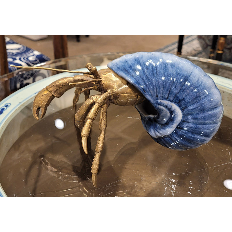 Porcelain Crab Figurine With Bronze Ormolu In Blue And White Collection
