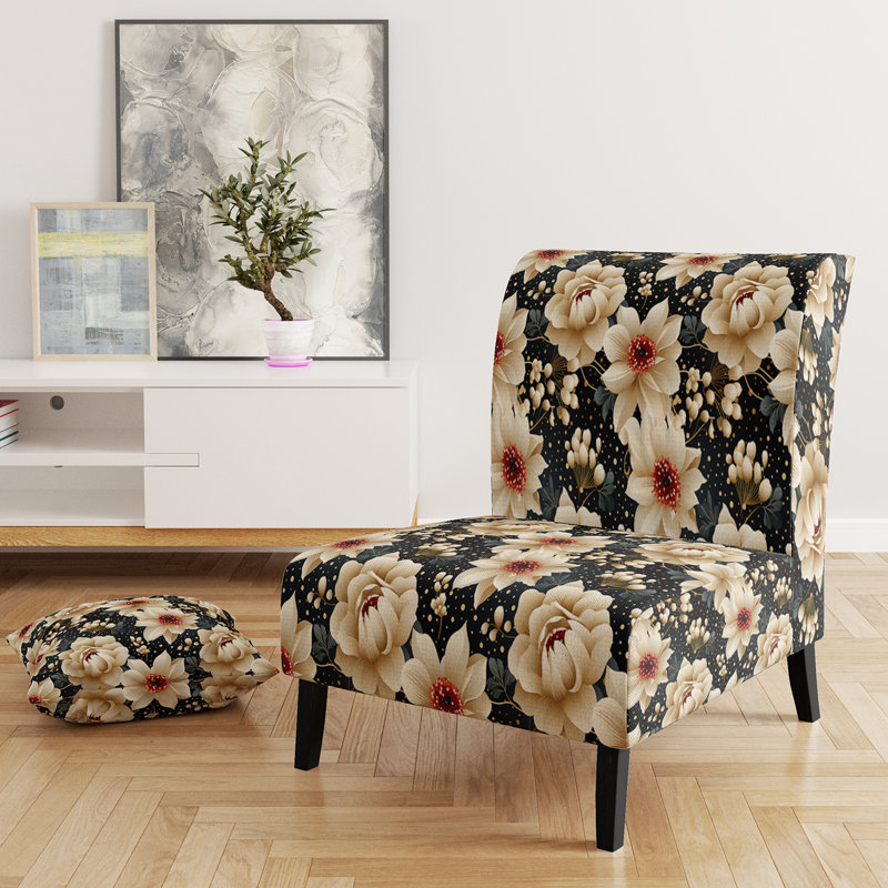 Victorian Elegance Motif à pois - Fauteuil de chambre rembourré moderne, fauteuil d'appoint noir