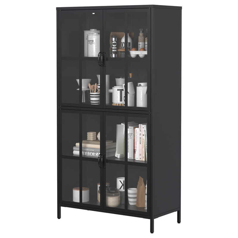 Armoire en métal avec grand espace de rangement, fermeture magnétique silencieuse, pour les salles à manger, intérieur spacieux, dispositif de basculement, salons