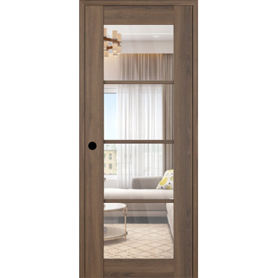 Avon 4 Lite DIY-Friendly Manufactured Wood Clear Glass Paneled Interior Single Swing Door