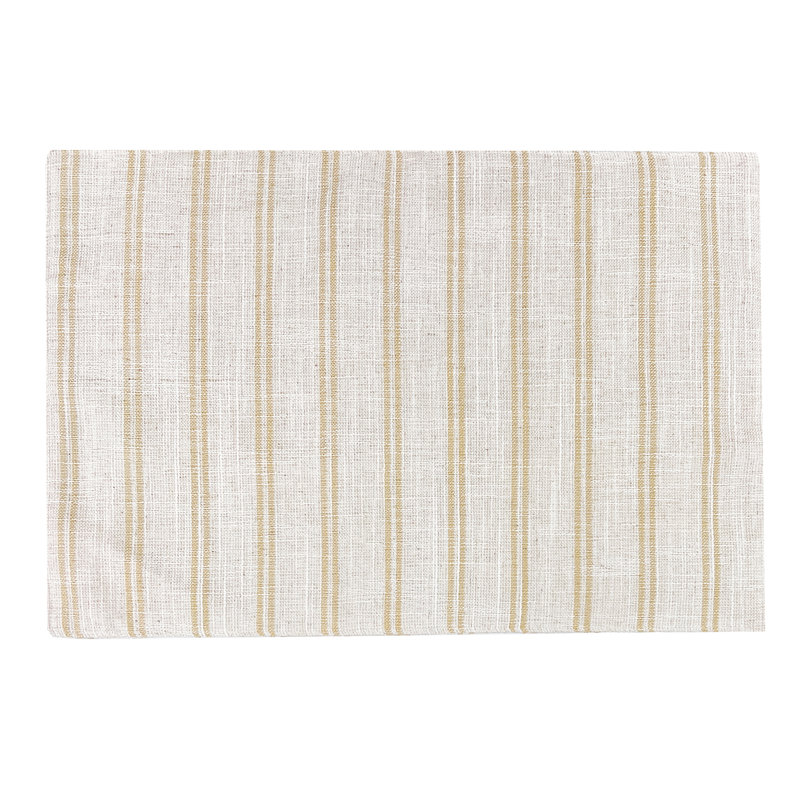 Ensemble de 4 napperons en lin mélangés beige et blanc Modern, Beige / Blanc