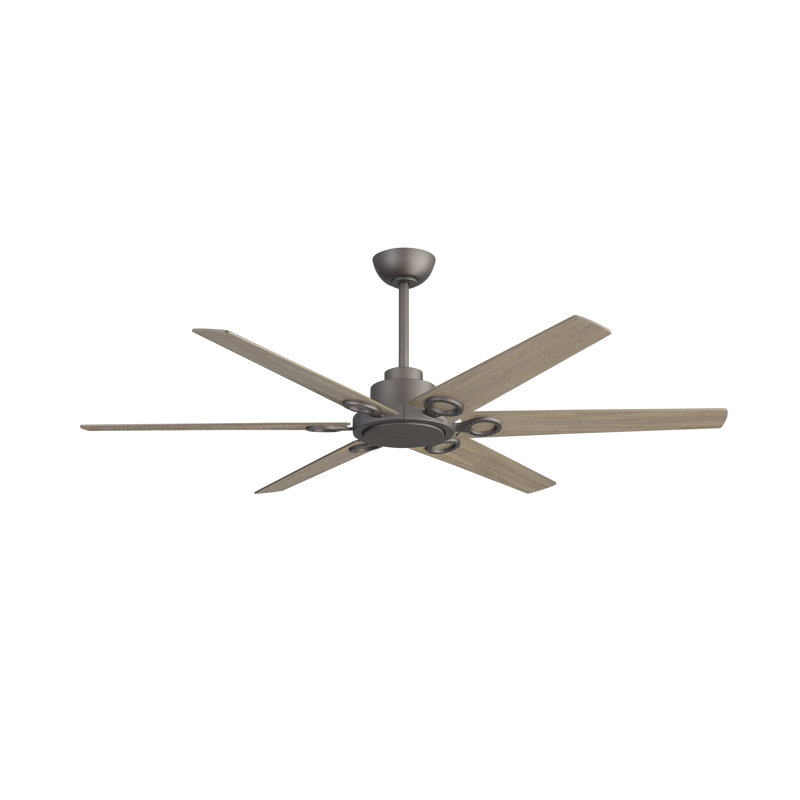 Ventilateur de plafond 64 po à 6 pales avec moteur à courant continu et réversible avec télécommande, Gris, Gris
