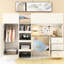 Lit mezzanine beige avec tablettes de rangement, bureau et garde-robe - Static - Tablettes en bois pleine grandeur