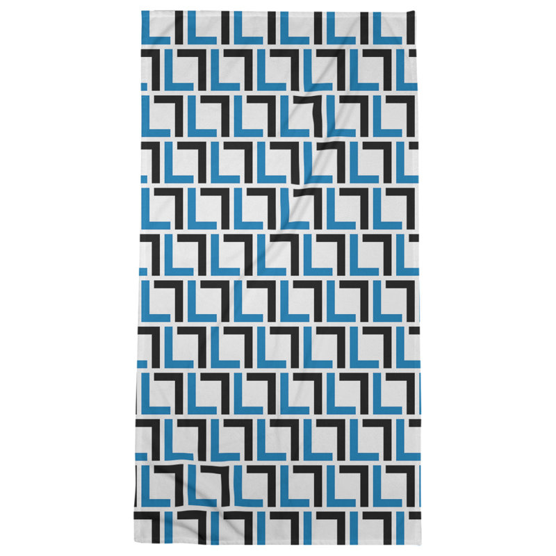 Serviette de bain, Blanc / bleu Honolulu / noir