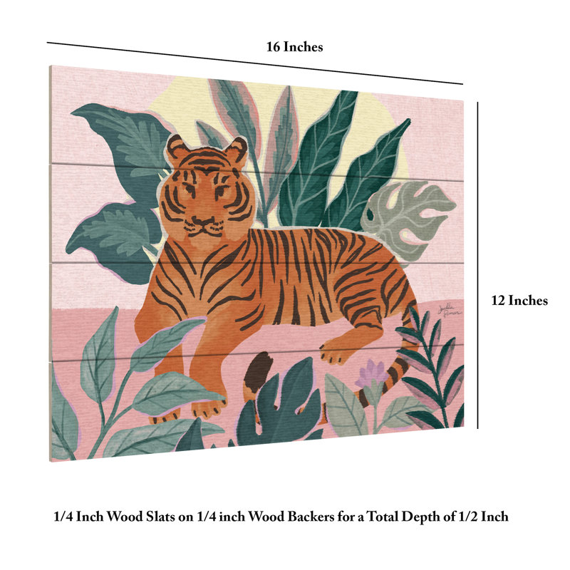 Janelle Penner Big Cat Beauty III Pink Wood Slat Art, H 12 po x l 16 po