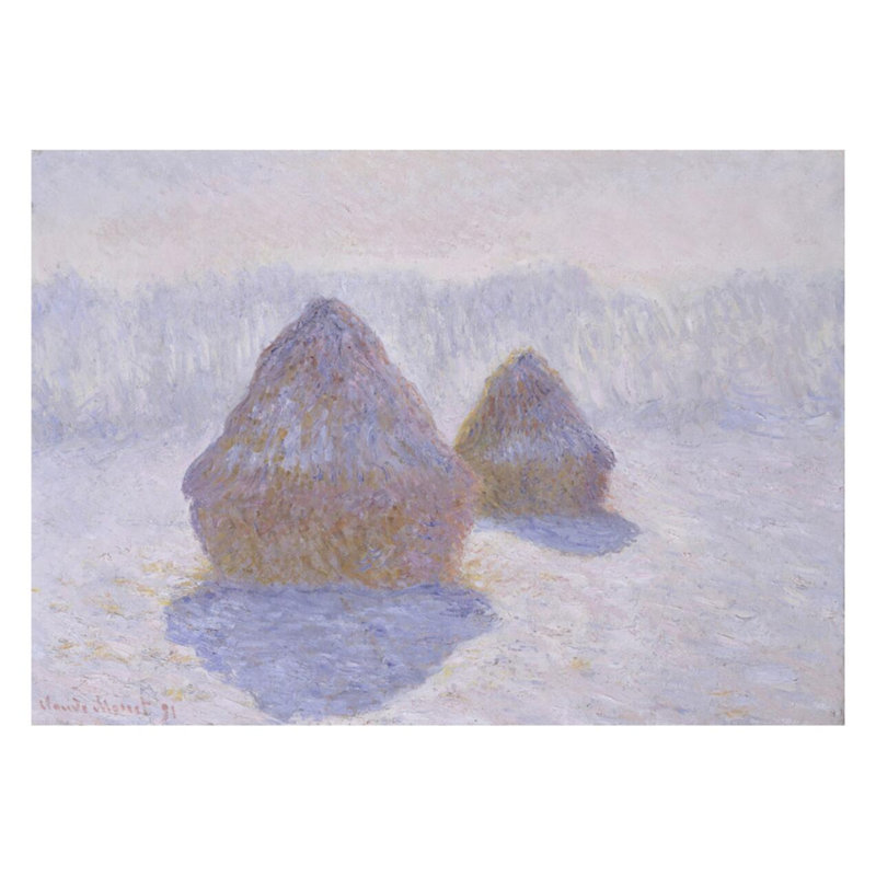Bottes de foin (effet de neige et soleil) par Claude Monet - Estampe numérique, H 22 po x l 28 po