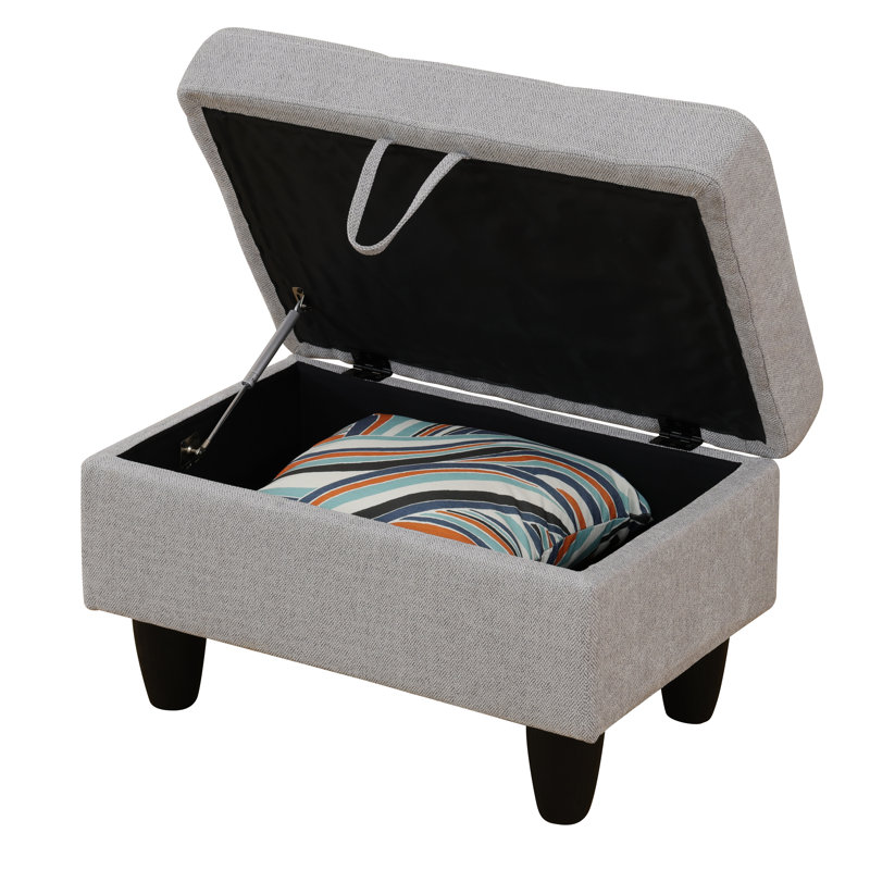 Flannel Storage Ottoman Living Room, Light Gray