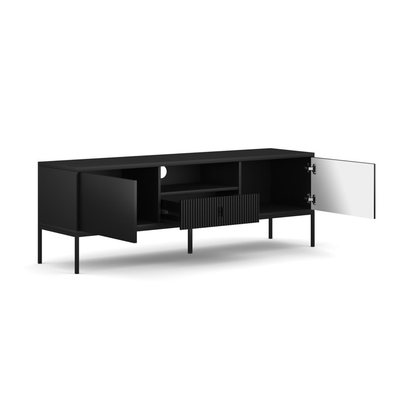 Maggiore TV stand black/black legs/black handles  154 cm, Black