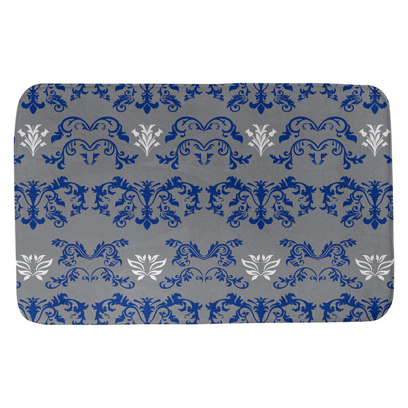 Tapis pour salle de bain Seattle Football Baroque, l 17 po x L 24 po, Bleu / argenté / blanc