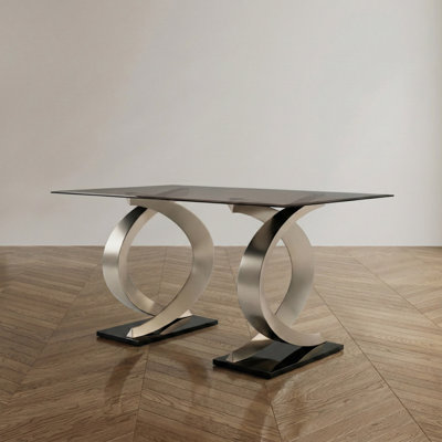 Glass Top Metal Base Dining Table