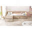Lit plateforme simple en forme de L avec trois tiroirs de rangement, naturel