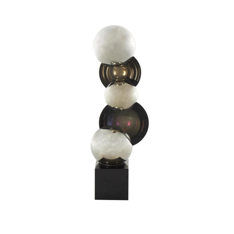 Cole And Grey Glass Stacked Orb Abstract Sculpture With Black Base