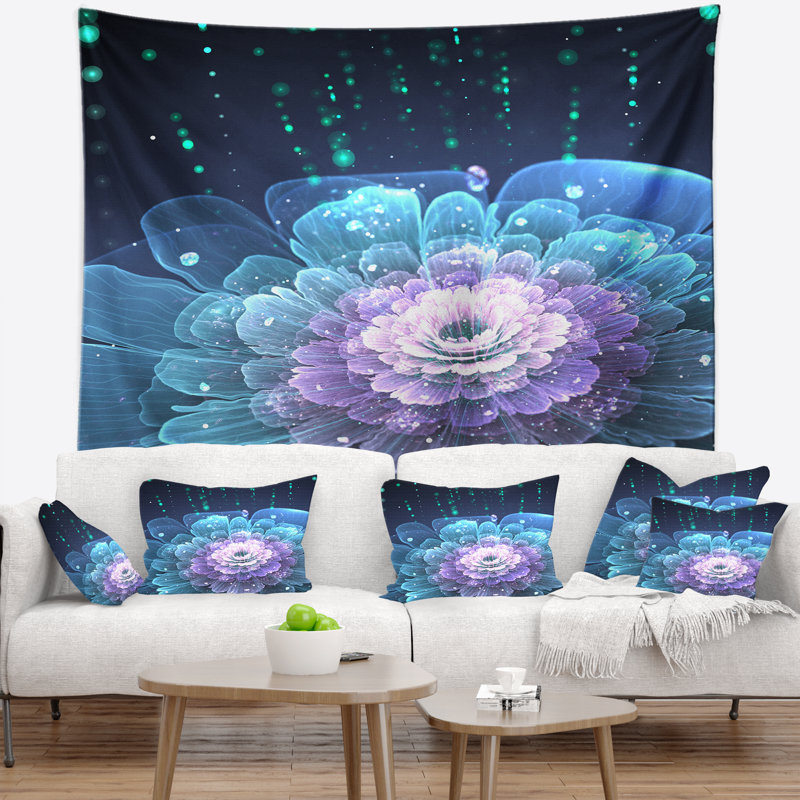 Tapisserie florale avec des gouttes d'eau, H 50 po x l 60 po