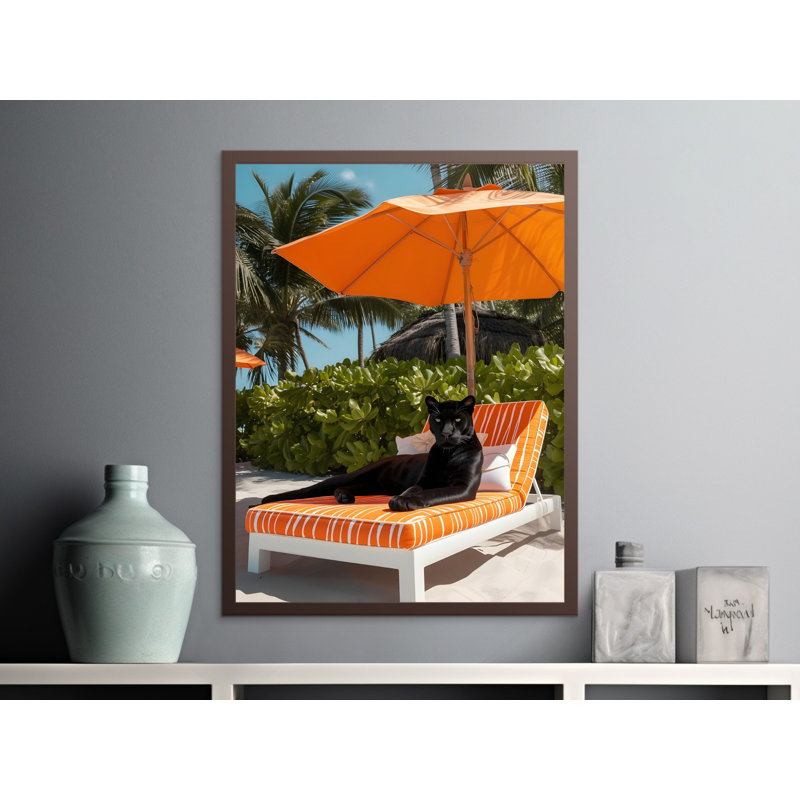 Black Panther Wall Art, Tropical Beach Decor, Exotic Animal Print, Summer Vibes Art, Framed Wall Art, Multiple Sizes
