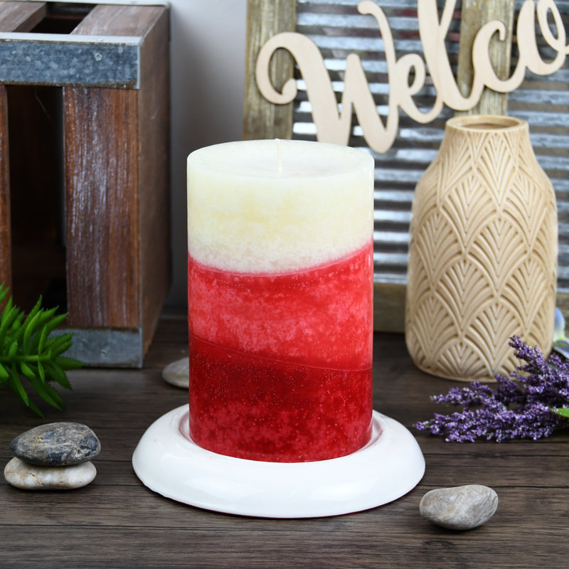 Lyr Apple Crisp Scented Pillar Candle, 1, 6" H x 4" W x 4" D