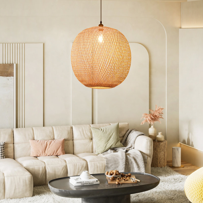 Luminaire suspendu 1 lumière jaune Bairbre, H 19,68 po x l 19,68 po x P 19,68 po