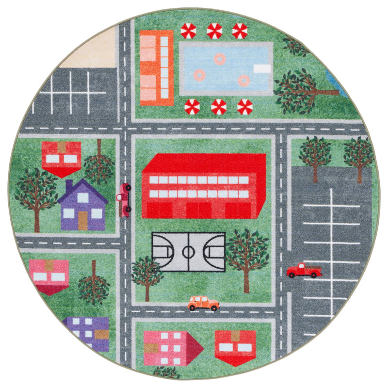 Tapis lavable à la machine Checotah Kids Playhouse 200 Performance, Rond 5 pi