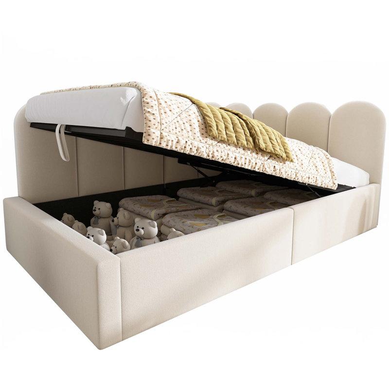 Lit de jour rembourré avec rangement, Beige