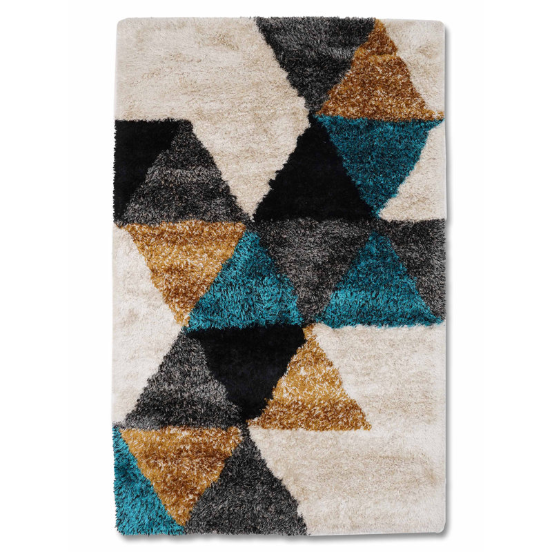 Chosposi HAND TUFTED SHAG POLYESTER ECO-FRIENDLY AREA RUGS - Multicolor | Geometric Design, Rectangle 6' x 9'