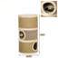Habitation pour chat de 28 pouces, cachette pour chat à trois étages avec patin à griffes en sisal, arbre à chat compact en forme de tonneau convenant aux chats d'intérieur, kaki et brun