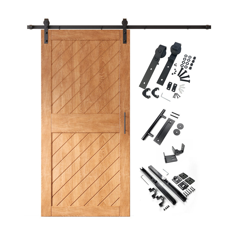 Porte de grange à rayures inclinées non assemblées et finies Homacer par American Homacer, pour utilisation à l'intérieur seulement