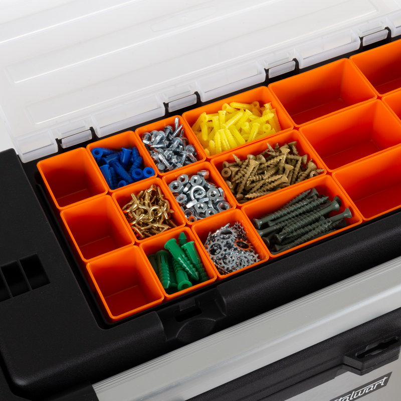 22-Inch Black and Silver Heavy Duty Plastic and Stainless Steel Tool Box