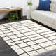 Hoxton Rectangle Geometric Hand-Knotted Cotton/Wool Area Rug in Ivory/Black