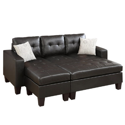 3Pcs Reversible Sectional Sofa Chaise W Ottoman