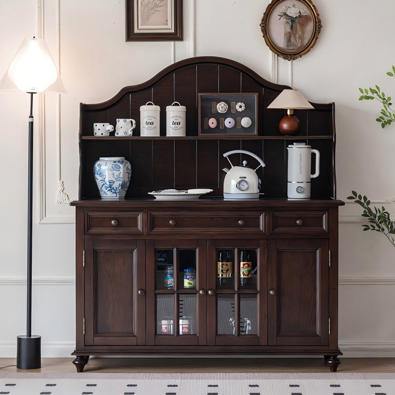 Buffet en bois massif brun 55,12 po