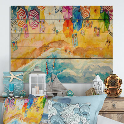 Vue aérienne de Miami Beach III - peinture sur bois sans cadre
