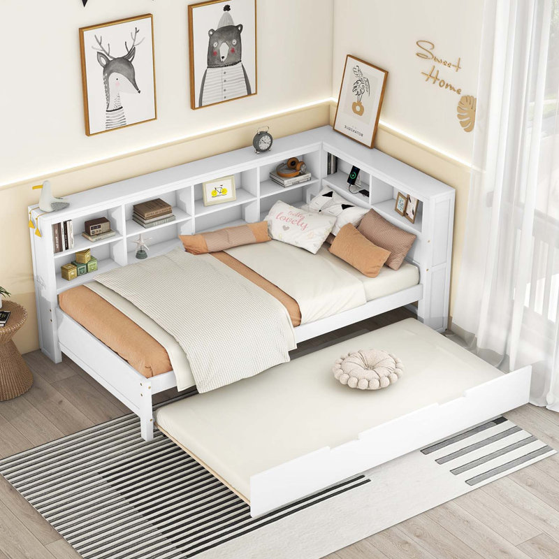 Lit de jour Burnadine, Blanc, Lit double