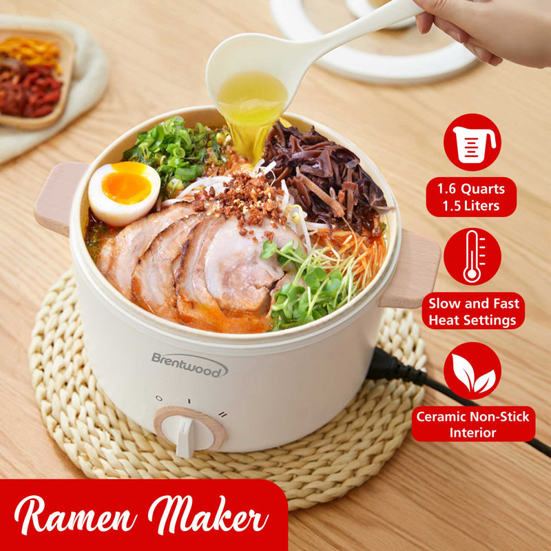 Brentwood 1.5-Liter Multi-Function Electric Hot Pot Cooker in White