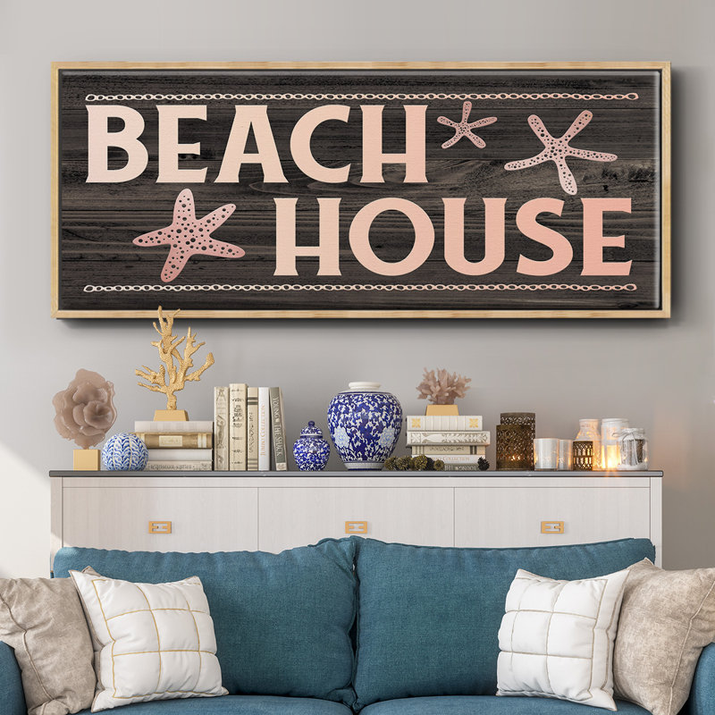 Beach House- Framed Canvas, 20" H x 50" W