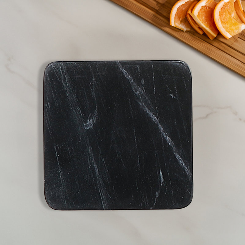 Sous-verre carré en marbre 4 pièces 4 pi x 4 po noir
