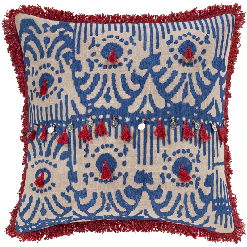 Walai Ikat Cotton Throw Pillow, Down, 20" x 20"