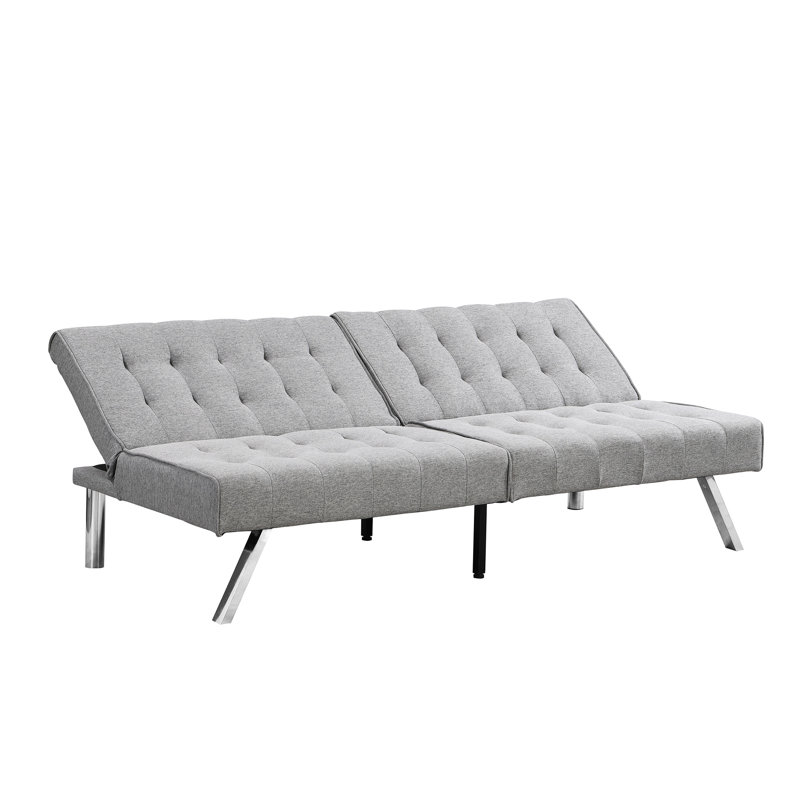 Futon Bed Grey, Fabric Material, Wood Frame, Stainless Leg, 42.52In Depth Multifunctional In Wood, Easy To Store,, Gray
