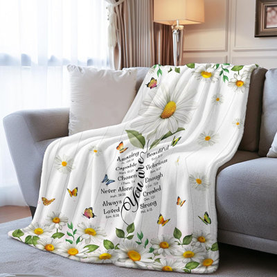 Couverture chrétienne avec marguerite, couverture inspirante versets de la Bible, cadeaux pour les femmes chrétiennes, couvertures de prière pour les filles de filles, cadeau d'encouragement pour la fête des mères, 80 po x 60 po