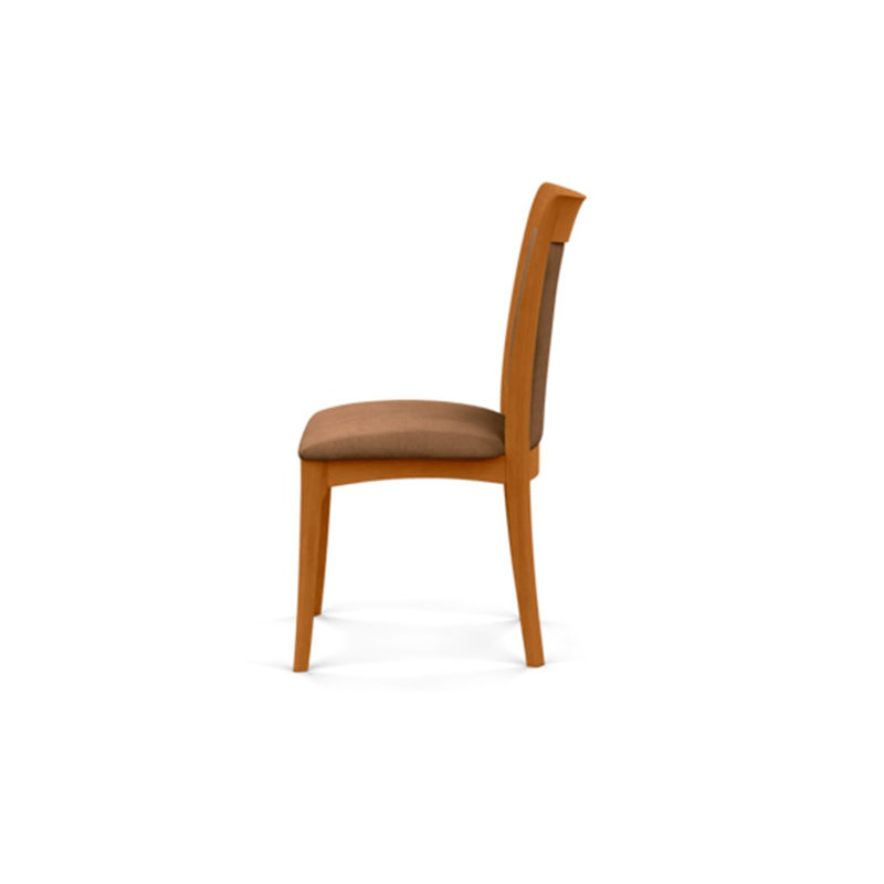 Morgan Leather Dining Chair, Natural Cherry, White