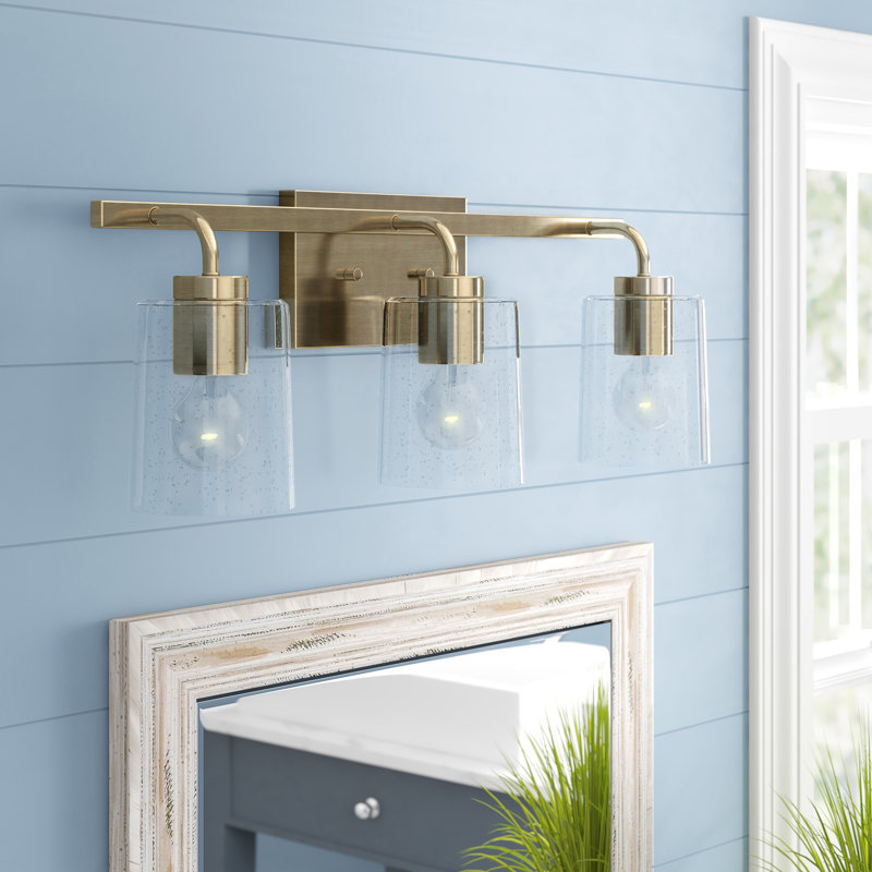 Éclairage de salle de bain à intensité variable 3 lumières Babson, Laiton vieilli