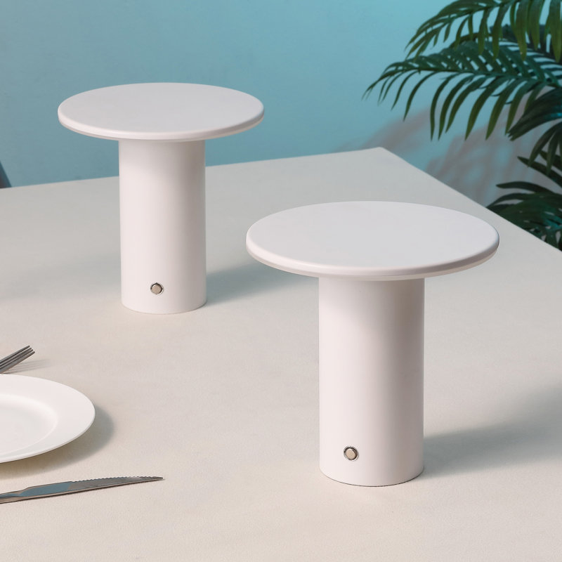 Gio 7.5" Modern Minimalist Column Rechargeable/Cordless Dimmable Integrated LED Table Lamp with Touch Sensor, White