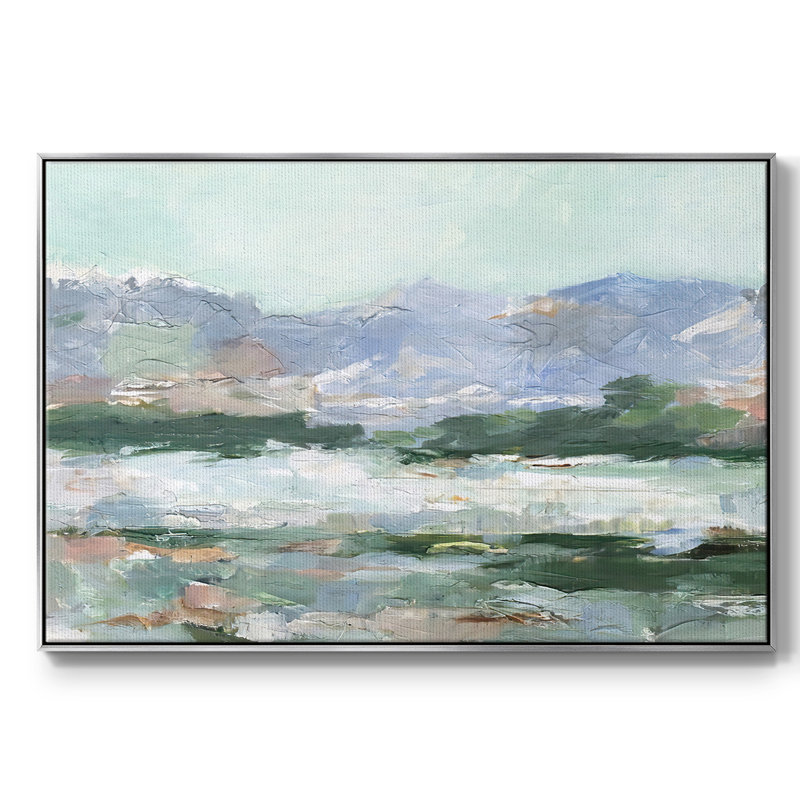 «Pastel Mountain View II», peinture sur toile encadrée, Encadrement argenté, H 27 po x l 41 po x P 2 po