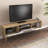 Modern TV Stand with Multiple Shelves, Oak & White Finish, 55.1 x 21.3 x 13.8 inches | 100% Melamine Coated Particle Board, Thickness: 0.7 inches | Stylish Scandinavian Design with Durable Plastic Legs
