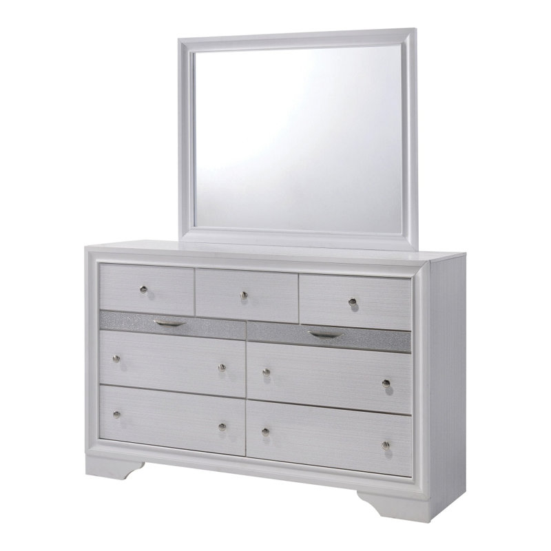 Commode de couleur blanche avec miroir et ensemble de bijoux cachés, Blanc