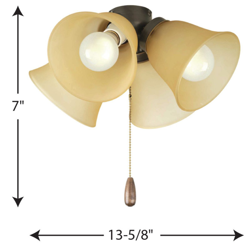 Antique Bronze LED Ceiling Fan Light Kit with Alabaster Glass